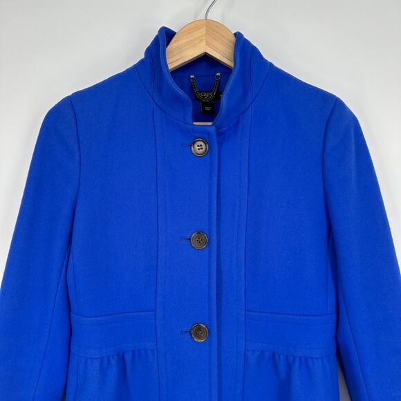 J. Crew Skirted Dress Coat Button Front Long Wool Blend Peacoat Jacket Lady Day - Picture 7 of 12